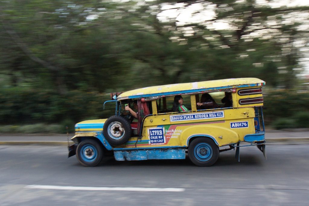 a Baguio neighborhood jeepney going downhill